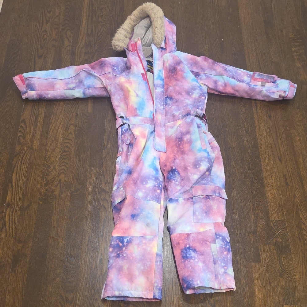 Galaxy Print Snowsuit with Fur Trim